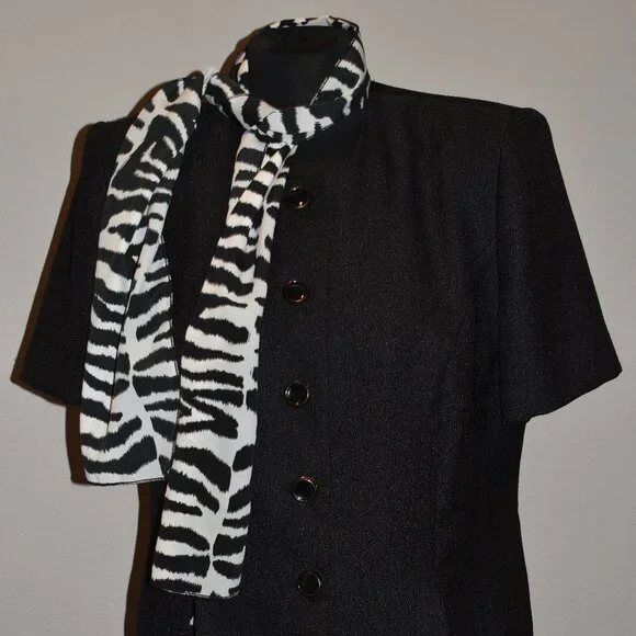 Leslie Fay Zebra Print Skirt with Top & Matching Scarf Size 12P - Picture 4 of 7